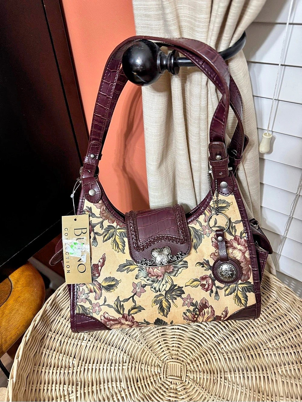 Bueno Floral Brown Shoulder Bag NWT